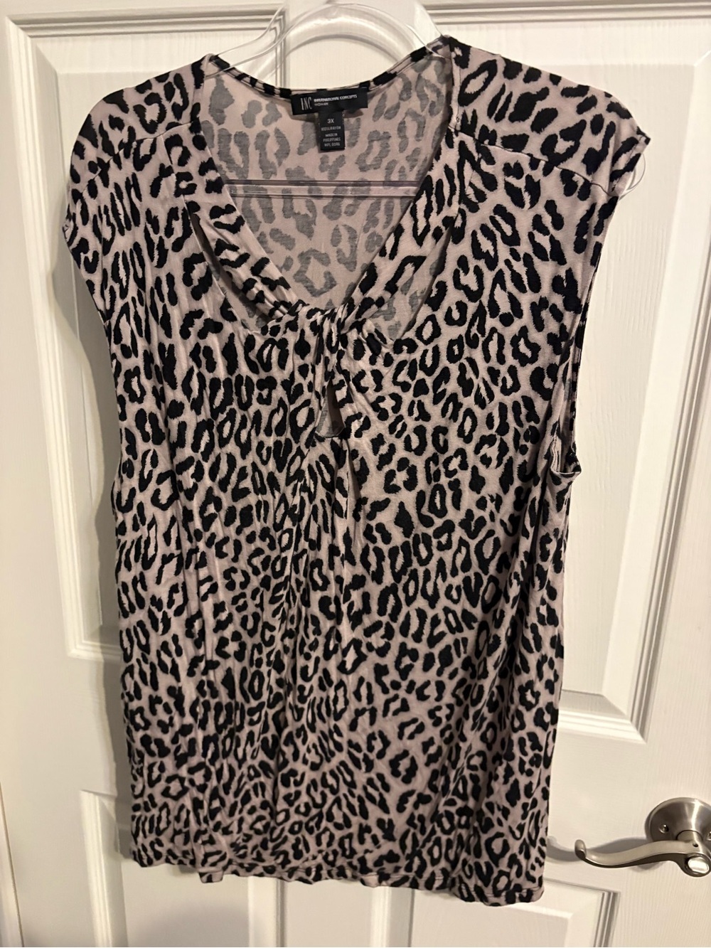 122- INC Leopard Print Sleeveless Tie-Neck Top